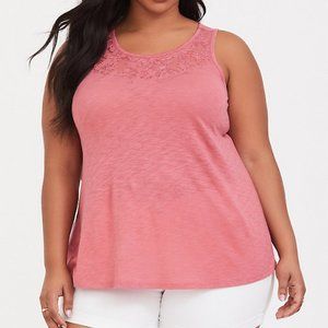 Torrid ROSE PINK EMBROIDERED SLUB TANK
